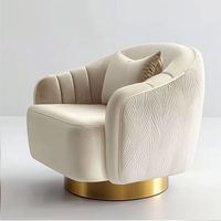 Fauteuil pivotant de luxe en velours bouclé crème au design moderne, hauteur réglable, portable, pour salon, chambre, bureau à domicile, salle à manger