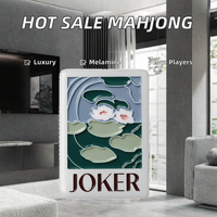 Nouvelles tuiles de mahjong américaines de luxe à 3 couches, thème Jardin de Monet, vertes peintes, en mélamine, pour jeu artistique, 2026