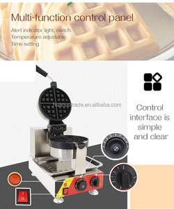 Piastra per Waffle Commerciale Monocilindrica in Acciaio Inox con Rivestimento Antiaderente, Temperatura Regolabile e Timer per Colazione e <span class=keywords><strong>Snack</strong></span> - Product Image 2