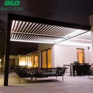 Design Pergola Outdoor Patio Roof Motorized Sun Shade Aluminium Pergola With Side Screen