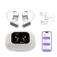 Écouteurs de traduction IA à oreille ouverte MQ JM16 OWS avec écran tactile couleur, conception à crochet d'oreille, étanchéité IPX5, longue autonomie et suppression du bruit