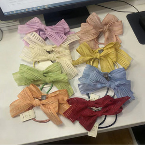 Accessoire pour cheveux d'enfant à nœud rayé ajouré, élastique simple, corde à cheveux, coiffe de princesse simple style coréen pour bébé - Product Image 1