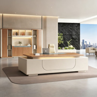 Meubles de bureau de luxe en forme de L pour PDG, bureau de direction moderne en bois, bureau de patron, bureau de direction, bureau d'ordinateur