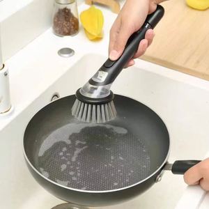 Brosse de nettoyage multifonctionnelle pour la vaisselle avec distributeur de liquide intégré et manche long, pour la cuisine domestique - Product Image 2