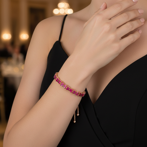 กำไลข้อมือพลอย CZ ลายตัดลูกปัดคู่ดีไซน์หรูหราปรับได้กำไลเทนนิสทำมือทำด้วยมือ925สเตอริงเงินตุรกี - Product Image 3