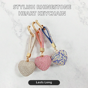 ゴージャスな漫画ハート型キーチェーンラインストーン装飾環境にやさしいおしゃれな合金ホルダー誕生日プレゼント - Product Image 2