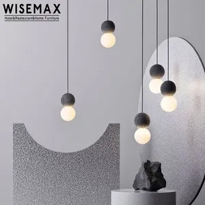 WISEMAX FURNITURE two balls lighting white glass shade pink/grey/brown terrazzo light marble pendant light twin balls