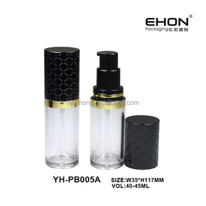 Flacon cosmétique en plastique EHON, cylindre en PET transparent avec bouchon doré gaufré et joint à brosse pour le maquillage - Product Image 3