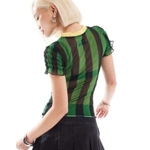 Women's <b>Y2K</b> Retro Graphics Print Soccer Jersey for 24/25 Seasons Cropped T-Shirts Ruched Shirred Design American Sport Football - Product Image 5
