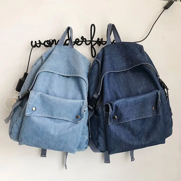 Mode Rucksack für Männer und Frauen Einfache Retro Denim Leinwand Studenten Schult asche Laptop tasche