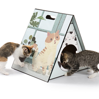 Nouvelle arrivée vente en gros boîte à griffoir pour chat en papier ondulé durable jouet pour chat en forme de tente pour chats