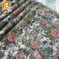 BILU 350GSM Rétro Floral Couleur Tissé Jacquard Polyester Coton Mélangé Tissu pour Bagages, Nappes, Vêtements Matériaux