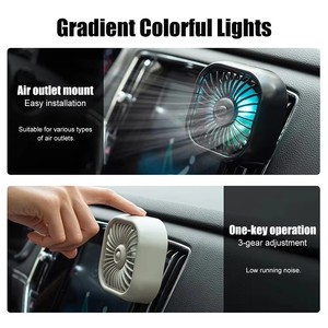 Ventilador USB para Salida <span class=keywords><strong>de</strong></span> Aire <span class=keywords><strong>de</strong></span> Coche con Luz <span class=keywords><strong>de</strong></span> Cambio <span class=keywords><strong>de</strong></span> <span class=keywords><strong>Color</strong></span> y 3 Velocidades - Product Image 2