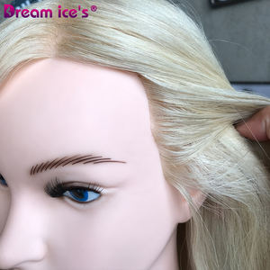 DREAM.ICE Professional 613 # Blonde Real Human Hair Salon Mannequin pour le tressage des cheveux <span class=keywords><strong>et</strong></span> l'entraînement au coiffage <span class=keywords><strong>Tête</strong></span> d'entraînement au maquillage - Product Image 6