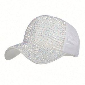 Casquette de baseball en maille pour femme avec patch en cristal et strass, style camionneur, vente en gros - Product Image 5