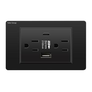 Aluminum Brushed Black Panel US Standard 5/6 Outlets 110V-250V 20A One-piece Six-hole Socket White Gray Gold - Product Image 2