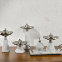 Ensemble de brûleur d'encens Mubkhar en marbre naturel de luxe avec plateau pour la décoration de table à domicile, hôtel, Ramadan, style arabe, Moyen-Orient