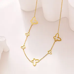 XIXI Edelstahl 18 Karat vergoldet Schmetterlings form Geschenke Trendy Charm Ins Bew Design Modeschmuck Halsketten