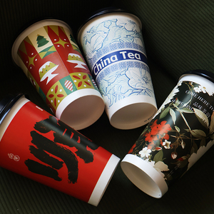 Gobelets à café en papier à double paroi en <span class=keywords><strong>carton</strong></span> jetable personnalisés en gros, recyclables, écologiques, avec couvercles, revêtement PE - Product Image 3