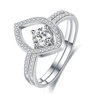 Hot selling 925 sterling silver diamond zircon women fashion inlaid zircon wedding diamond pair ring