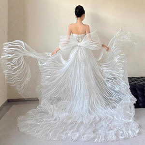 Hochwertiges, meistverkauftes Mesh-Kleid mit Schleife und Diamanten, weiß, modisch, luxuriös, eng anliegend, langes Partykleid - Product Image 3