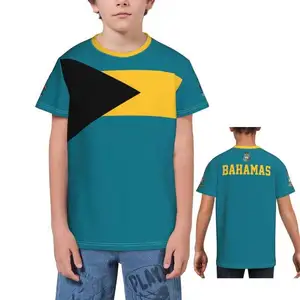 2023 Tùy Chỉnh Tên Số Bahamas Cờ Biểu Tượng 3D T-Shirts Cho Trẻ Em Thanh Niên Cậu Bé/Cô Gái Tees Jersey Bóng Đá Người hâm mộ Bóng Đá Quà Tặng T Áo Sơ Mi
