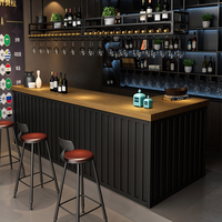 Ensemble de comptoirs de réception en bois massif et structure en fer, design industriel, pour restaurant, café, salon de thé, coin d'accueil