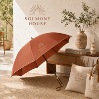 Parapluie de golf pliant manuel de luxe, résistant au vent 60 mph, en tissu 210T imperméable, 30 pouces, 8 baleines, personnalisable, avec poignée en bois massif