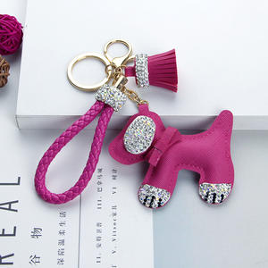 LLavero de cuero <span class=keywords><strong>con</strong></span> diamantes de imitación para perro, colgante para bolso, accesorios - Product Image 6