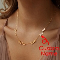 50 polices différentes d'accessoires de mode de collier pour femmes, pendentif de nom de collier en acier inoxydable personnalisé, bijoux de cou