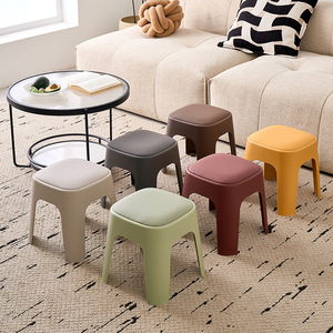 Tabouret bas en plastique pour la maison, <span class=keywords><strong>entrée</strong></span> du salon, changement de chaussures, petite chaise pour la maternelle, tabouret carré rembourré pour enfants - Product Image 4