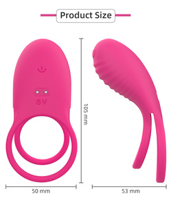 Melo Sexspielzeug für Männer Doppel-Penisring Vibrierend mit Fernbedienung 100% Wasserdicht Sicheres Silikon Rotes Erwachsenenspielzeug - Product Image 6