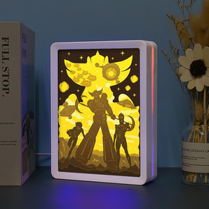 <span class=keywords><strong>Goldorak</strong></span> Gundam Anime Figur Papier geschnitten Licht box Kunststoff Bilderrahmen Benutzer definierte LED-Licht Home Decor Luxus Geschenk für Jungen - Product Image 5