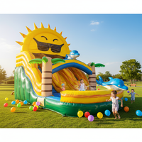 Toboggan aquatique gonflable double voie pour adultes en PVC coloré, château gonflable combiné, toboggan aquatique gonflable avec piscine