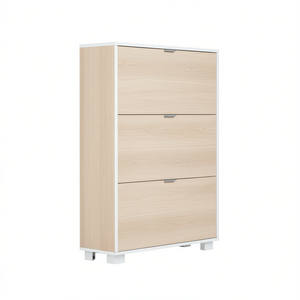 Zapatero con 3 Puertas Abatibles en Madera Melamina L76xH118xD30 Cemento - Product Image 3