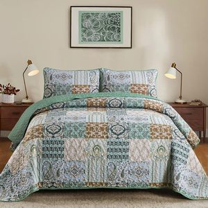 Oem Bohemian Paisley Mềm Sợi Nhỏ Chắp Vá Chăn Siêu Âm Có Thể Đảo Ngược In Coverlet Trải Giường 2 Vỏ Gối Cho Nhà Sử Dụng - Product Image 2