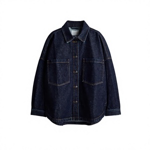 Sobrecamisa de mezclilla índigo oscuro personalizada OEM, de algodón transpirable de alto gramaje, estilo casual con botones, venta al por mayor - Product Image 1