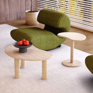 Prix de gros Table basse ovale en marbre travertin beige pour café, restaurant, salon, meubles en pierre naturelle - Product Image 1