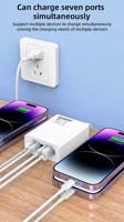 Support de charge super rapide 120W avec 7 ports (4 Type C + 3 USB) - Hub de charge USB-C 120W - Prise de charge pour téléphone portable - Câble d'extension