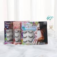 Vente en gros de 6 paires de cils personnalisés de marque propre en fibres synthétiques 3D, faits à la main, avec bande en coton, emballage de marque privée