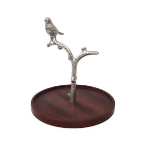 Plateau à gâteau en bois et aluminium de luxe moderne et élégant, très vendu, avec un motif d'oiseau pour la décoration de la maison et du salon - Product Image 1