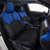 Fundas de Asiento de Coche de Cuero PU Azul y Negro de Lujo para c-hr, Juego Completo, Acolchadas, Impermeables, Transpirables, Compatibles con Airbag, Ajuste Personalizado