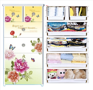 Organisateur <span class=keywords><strong>de</strong></span> vêtements <span class=keywords><strong>en</strong></span> <span class=keywords><strong>plastique</strong></span> à 5 niveaux <span class=keywords><strong>de</strong></span> style floral Armoires <span class=keywords><strong>de</strong></span> <span class=keywords><strong>rangement</strong></span> à tiroirs à 5 niveaux bon marché pour le salon - Product Image 2