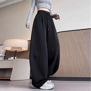 Women's Grey Wide Leg Sweatpants Fleece <b>Lined</b> Loose Casual <b>Pants</b> Autumn Winter 2025 Irregular Design - Product Image 4