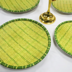 热销10英寸圆形竹纹塑料餐盘环保三聚氰胺餐盘 - Product Image 6