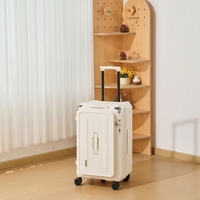 Valise de voyage en PC avec impression de logo personnalisé, extension de 5 cm, port USB frontal, roues silencieuses à freinage antichoc TSA