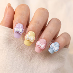 <span class=keywords><strong>Macaron</strong></span> Double Couleur Nœud Mignon Bijoux d'Ongles en Résine Stéréo Décoration pour Ongles et Épingles à Cheveux Vente en Gros - Product Image 4