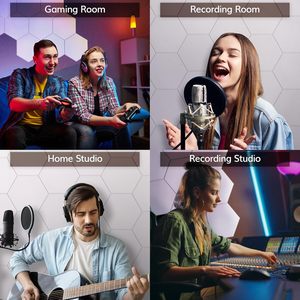 Panneaux acoustiques auto-adhésifs hexagonaux Carreaux muraux insonorisants haute densité pour studio et maison pour salon et chambre à coucher - Product Image 6