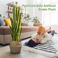 Plante artificielle en pot Faux Sansevieria Snake Plant de 3 pieds de haut avec 24 feuilles résistantes aux UV pour la décoration de la maison et du bureau
