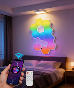 Lumière <span class=keywords><strong>de</strong></span> jeu hexagonale RGB modulaire murale alimentée par USB pour salon et bars <span class=keywords><strong>de</strong></span> jeux - Product Image 6